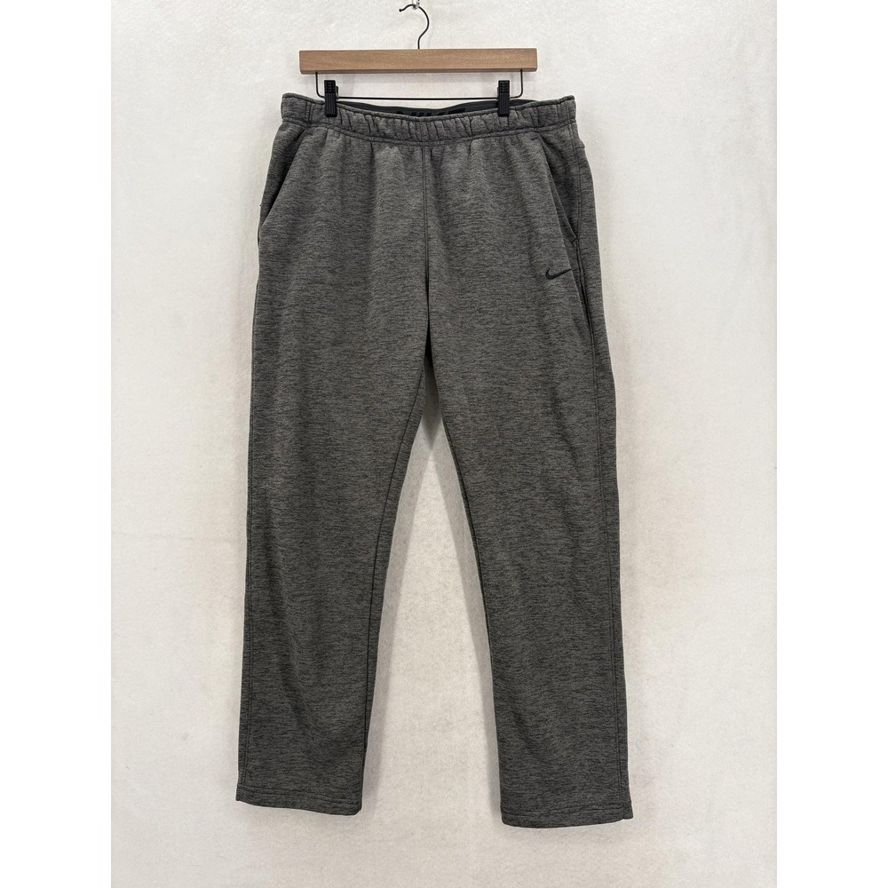 Nike Therma FIT Open Hem Fitness Pants Mens XL Dark Grey Heather Fleece Gym